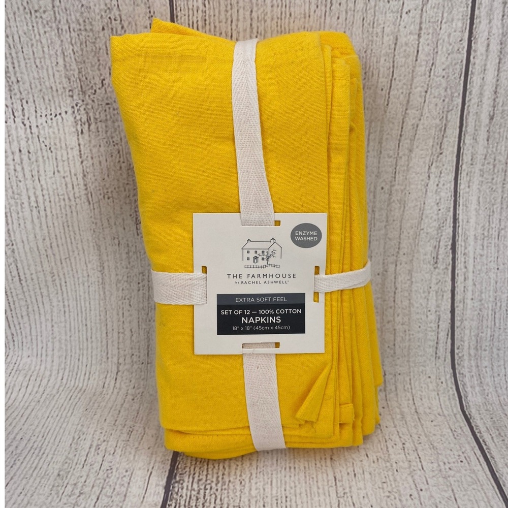 The Farmhouse by Rachel Ashwell Napkins (Set of 12) Yellow Cotton Sunny Colorful